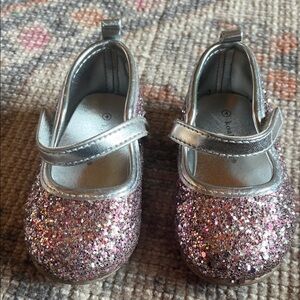 Koala Kids Pink Glitter Mary Jane Shoes with Silver Straps